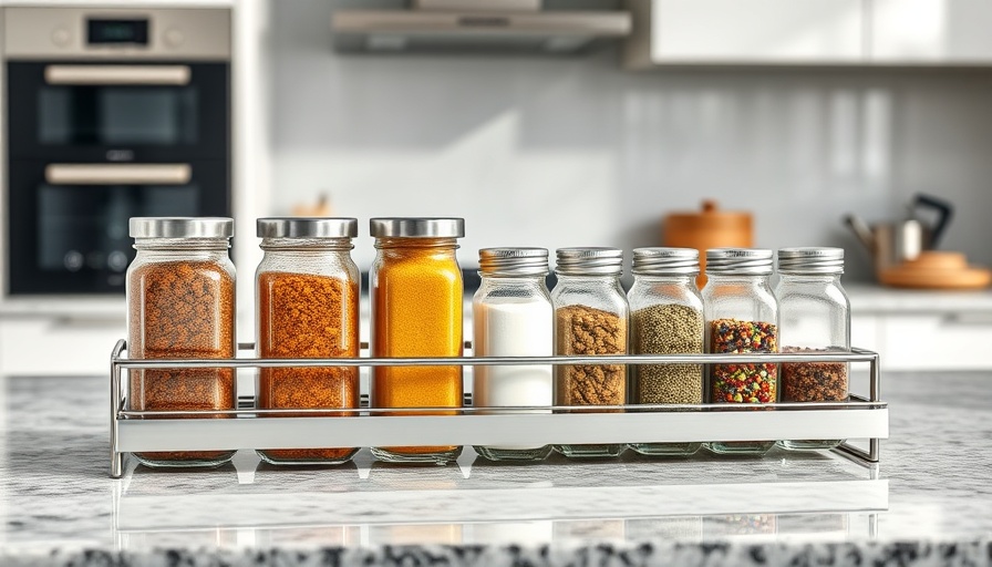 Modern spice rack ideas on a granite countertop