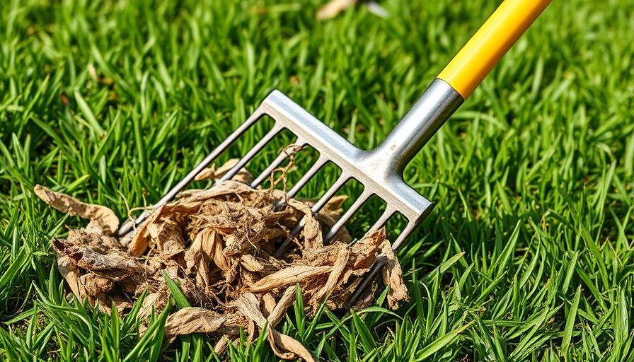 Removing lawn thatch with a metal rake, how to dethatch a lawn.