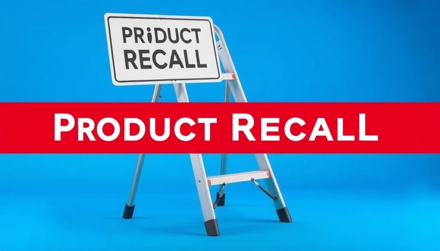 Werner Ladder recall sign on metal step ladder with blue backdrop, highlighting safety.
