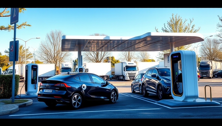 EV charging station with cars connected, illustrating clean energy solutions.