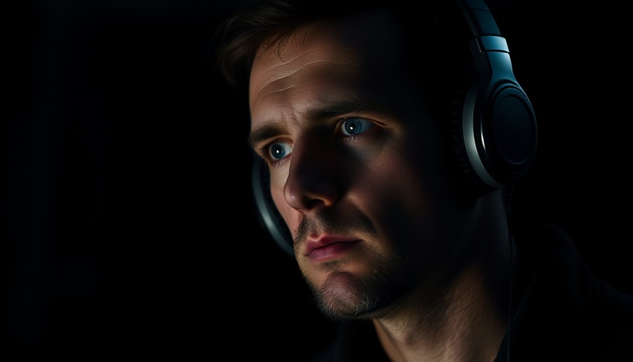 Moody portrait of a man with headphones, truth about failure theme.