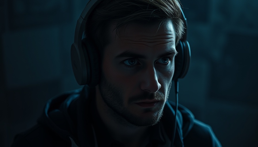 Dark moody portrait of a man in headphones, choosing courage for personal growth.
