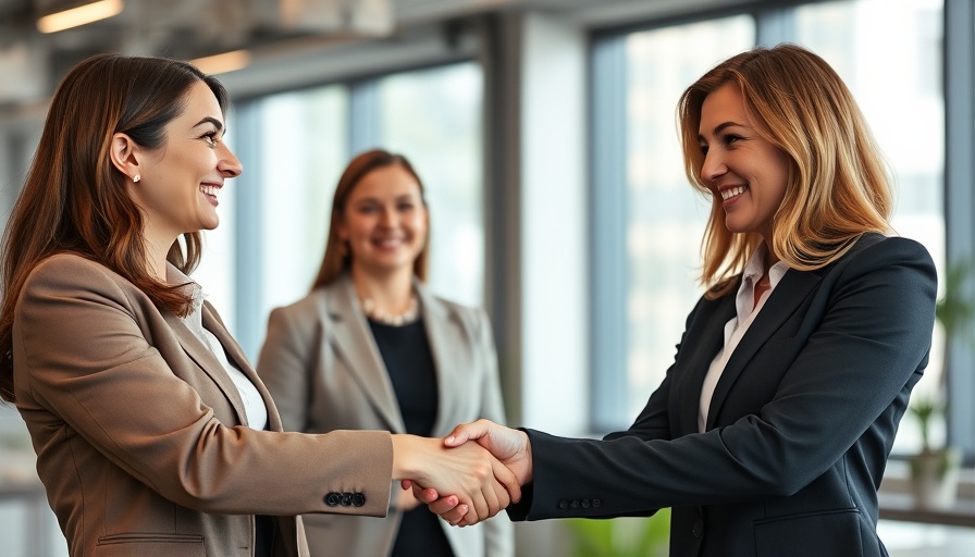 Business handshake depicting HVAC sales growth in a positive office setting.