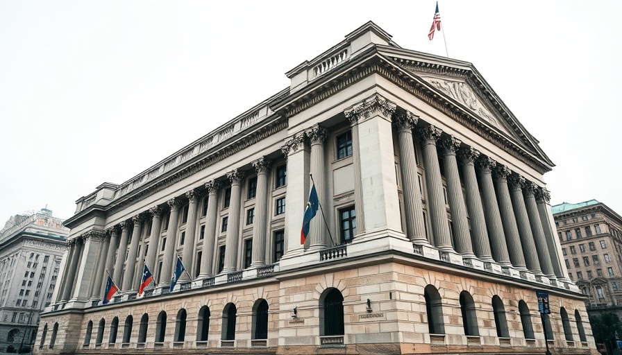 Governmental building related to EPA refrigerant transition, neoclassical architecture.