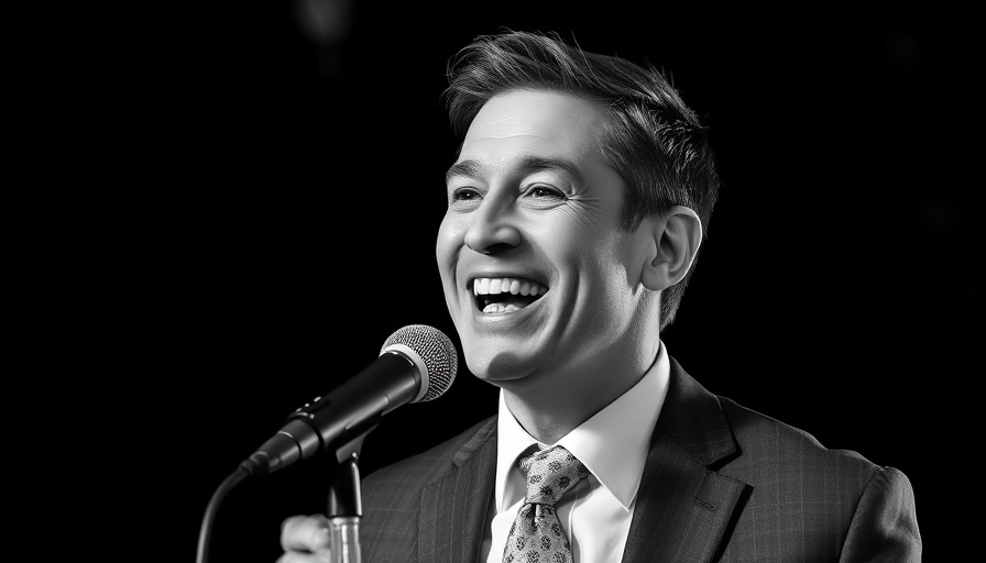Podcast cover with smiling man; transformative techniques for stress relief.