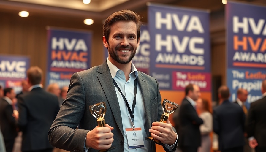 Confident male at HVAC awards event.