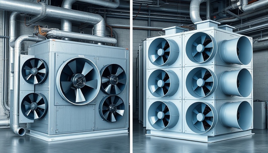 EC fan arrays are the future of HVAC retrofits: comparative image of old vs new fans.