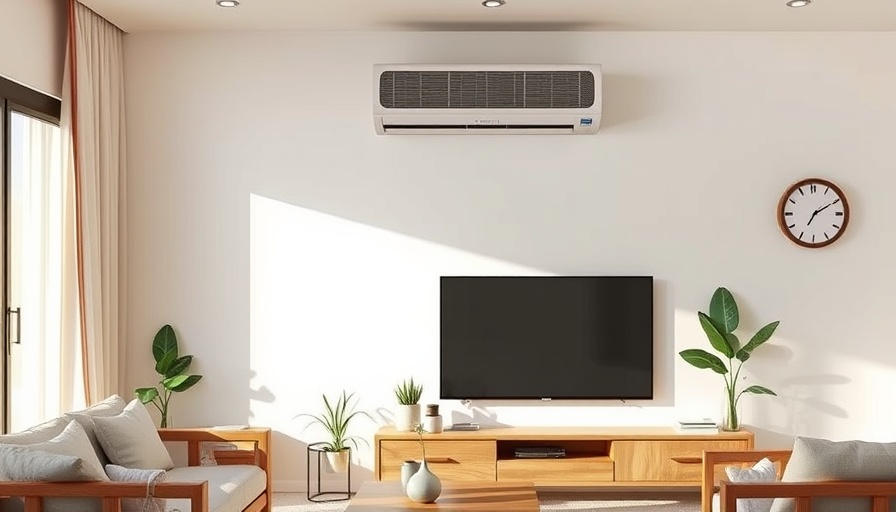 Modern living room with air conditioner, highlighting the refrigerant shift