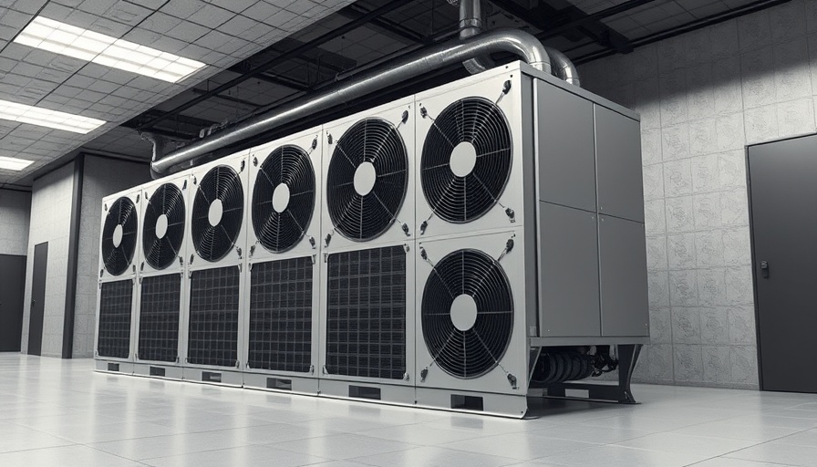 Industrial cooling unit in data center room with sleek design