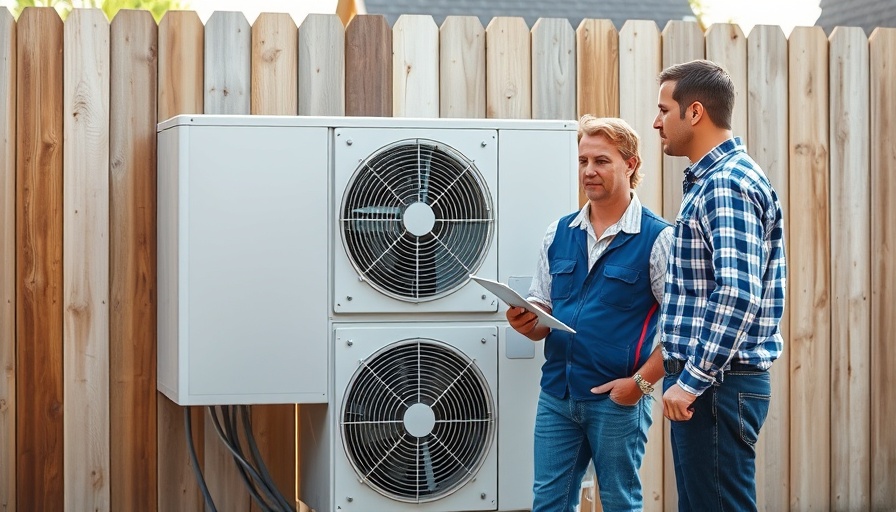 Home Efficiency Credit HVAC Solutions discussion outdoor setting with technician.