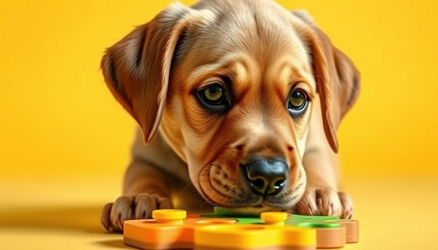 Curious Labrador puppy solves puzzle tray, dog evolution.