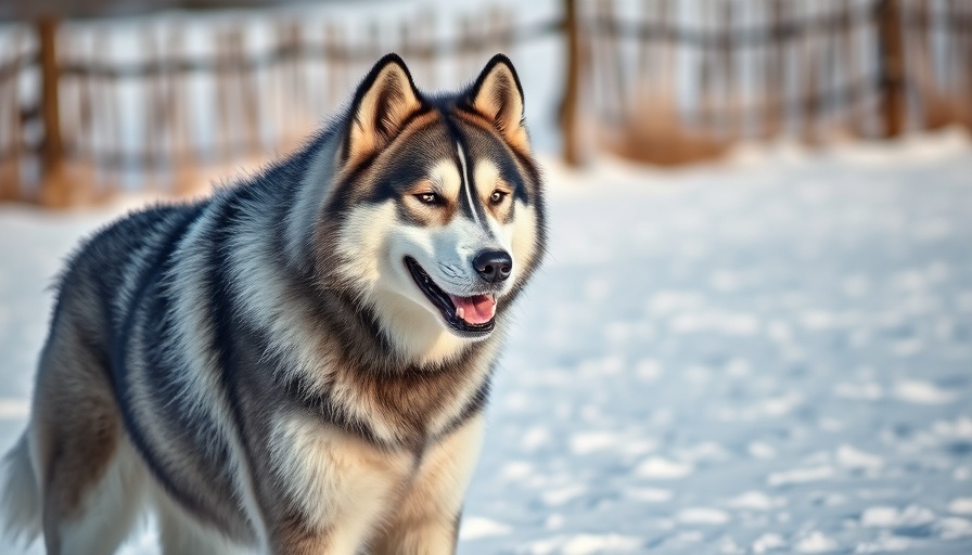 Alaskan Malamute walking in snow, showcasing dog compatibility.
