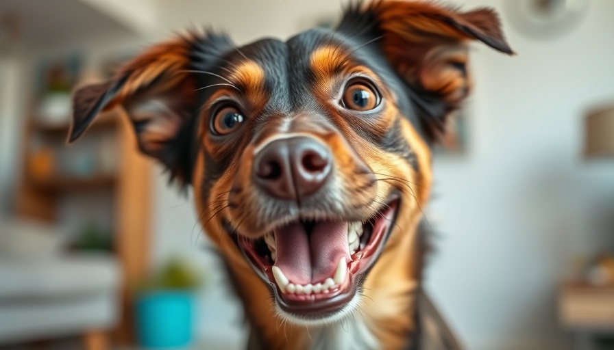 Playful dog with mismatched eyes enjoying indoor close-up. Dog Play Safety.