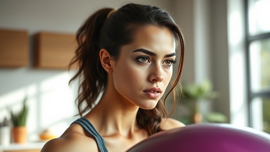 Focused young woman exercising with stability ball, embodying a growth mindset for weight loss.