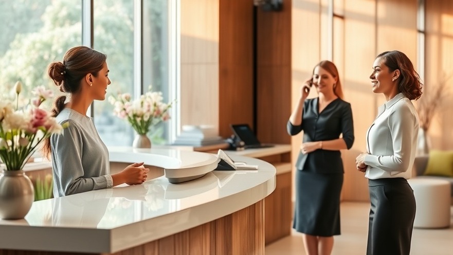 Warm spa reception showing customer support training and relationship management.