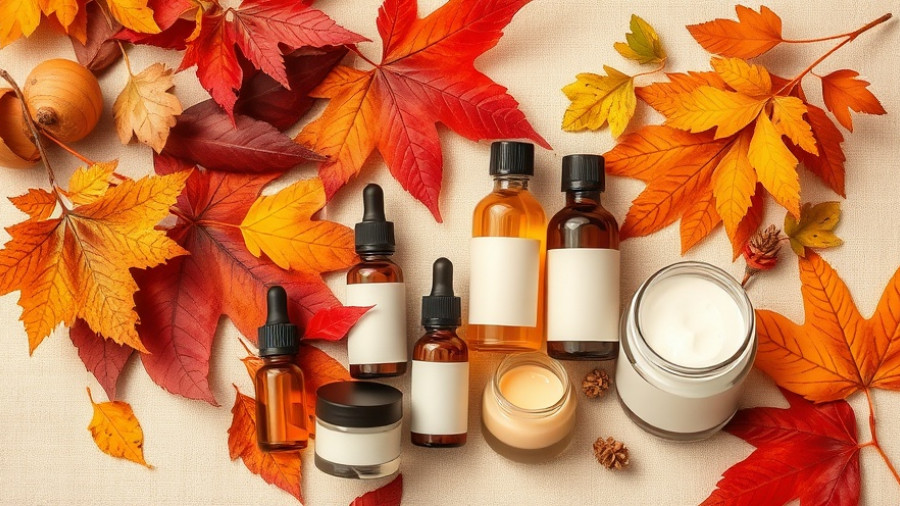 Autumn-themed spa items and leaves create a fall spa treatment ambiance.