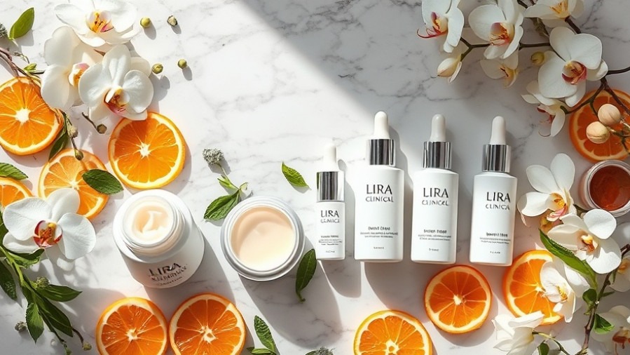 Lira Clinical BODY Line showcasing body skincare solutions, luxury textures, and natural elements.