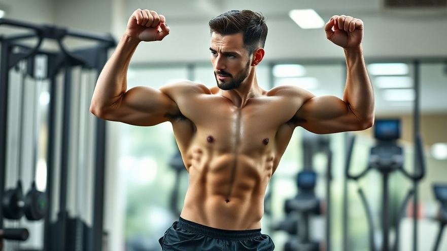 Fit male demonstrating glute workouts in a dynamic pose at a modern gym.