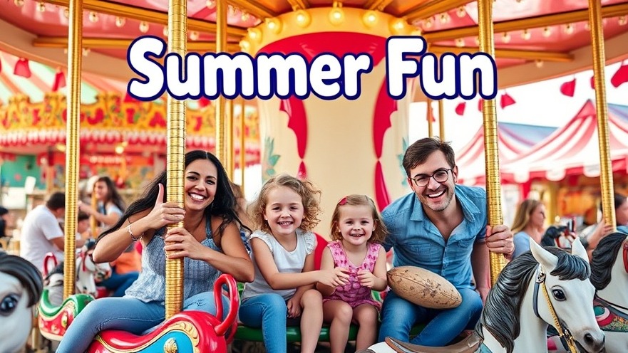 Families enjoying Sacramento fairs at a colorful carousel during summer fun activities.