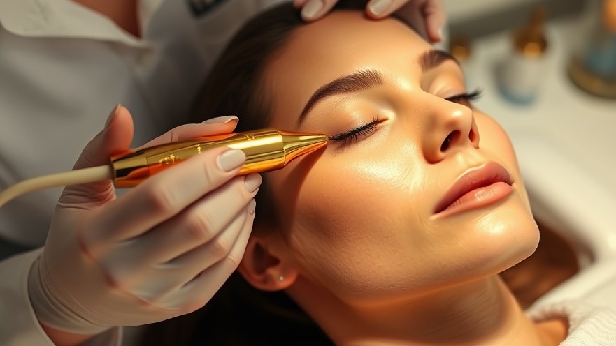 Professional esthetician performing AQUAGOLD® treatment with glowing skin.