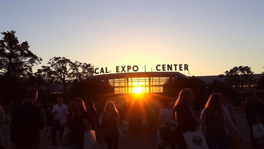 Cal Expo Center sunset with attendees enjoying a fulfilling day, smiles & tote bags.