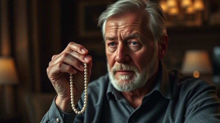 Middle-aged man with pearl jewelry, embodying entrepreneurial spirit and personal growth.
