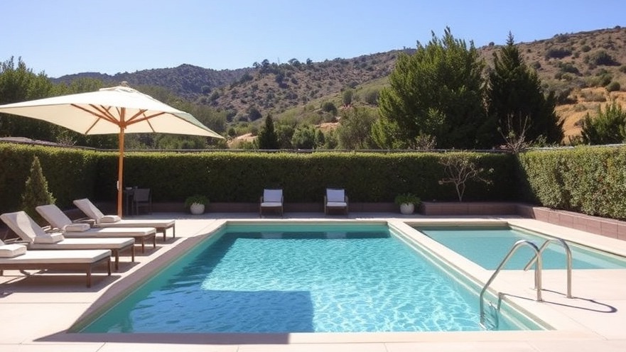 Relax by the minimalist outdoor pool at The Ranch Malibu under the Southern California sun.