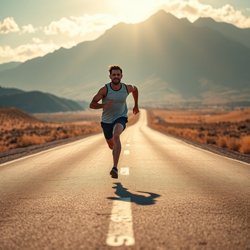 Determined runner on a road heading toward 2025