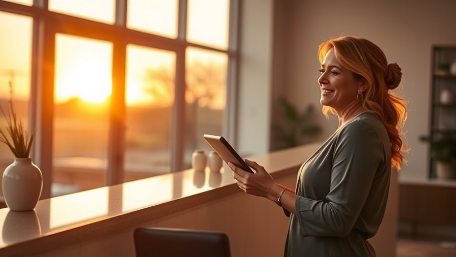 Spa owner uses AI tools for spas at reception, enhancing client engagement.