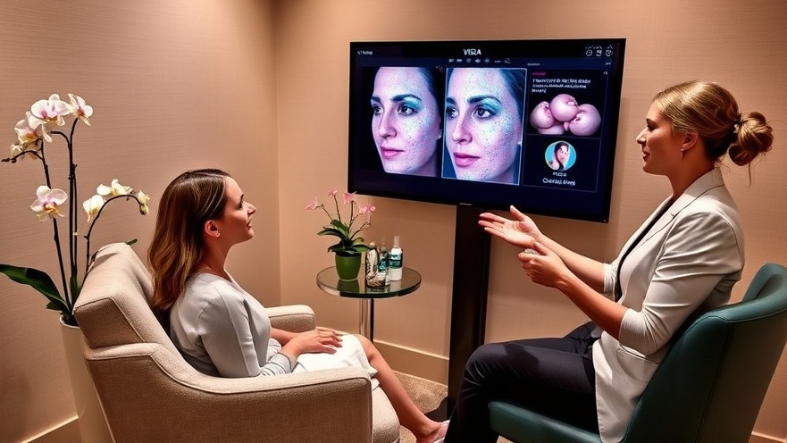 Spa consultation with VISIA skin analysis, esthetician guiding guest.
