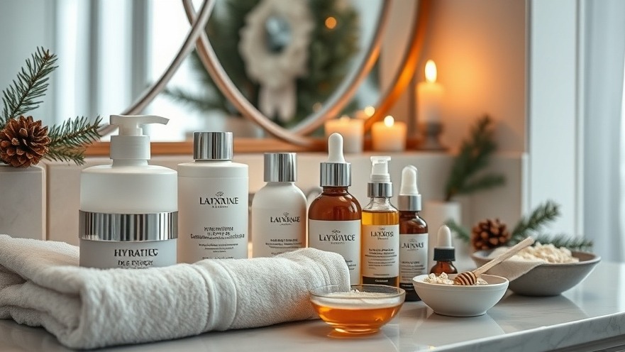 The image showcases a cozy and inviting bathroom setting, perfect for a winter skincare routine aimed at achieving glowing skin.