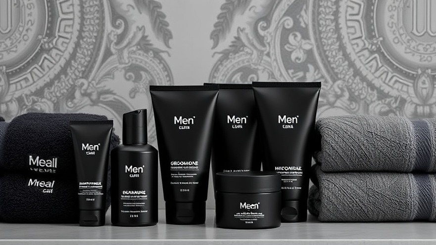 Men's wellness products in dark packaging showcasing spa treatments for men.