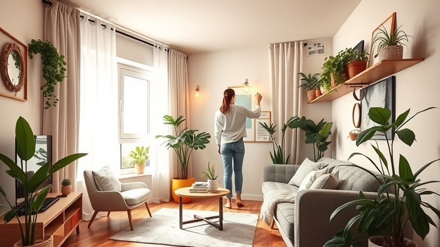 Cozy eco-friendly home showcasing small space organization with stylish decor and lush plants.