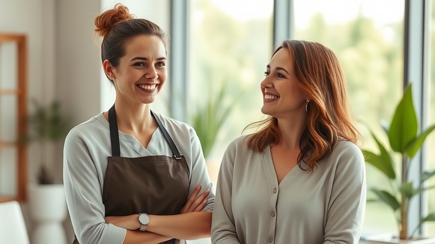 Confident spa manager builds rapport with client using effective closing techniques.