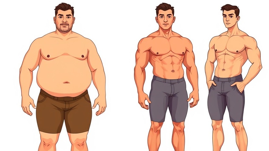 Illustrative comparison of body transformation in intermittent fasting, showing muscle gains and fat loss.