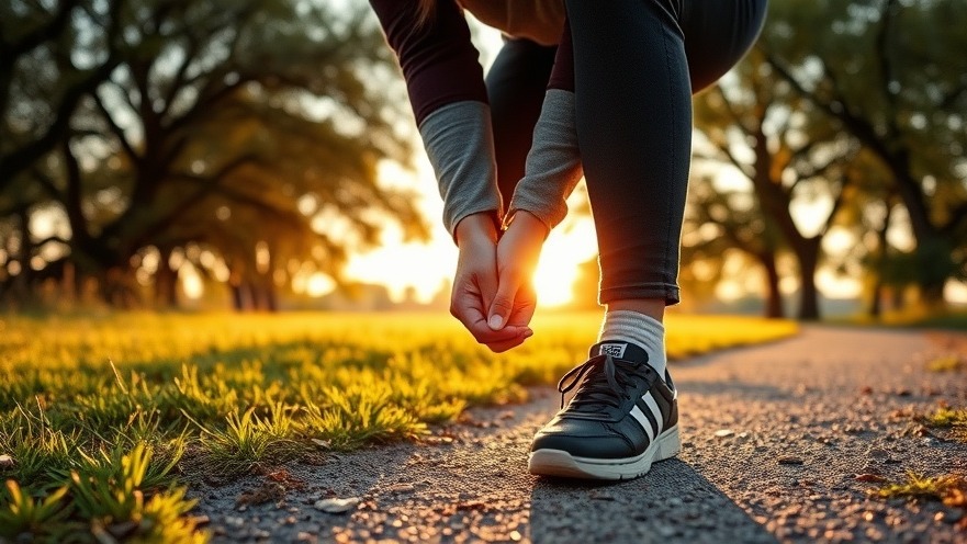 Person tying shoes at sunrise, embodying fitness motivation in a wellness community.