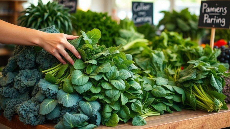 Fresh greens at a farmer's market, embodying cognitive health foods for a brain-boosting diet.
