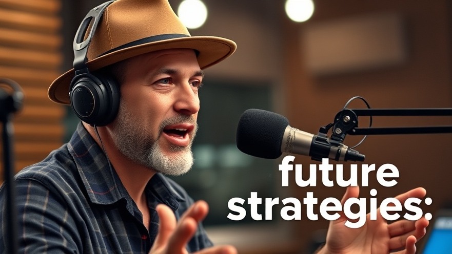 Engaged speaker discussing future strategies in a podcast studio, focusing on brand building.