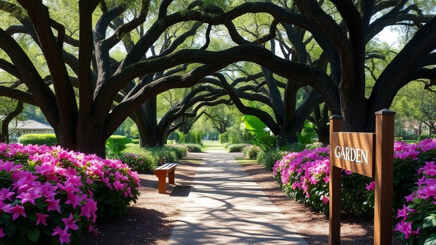 Scenic garden walks near Sacramento featuring a serene pathway and blooming azaleas.