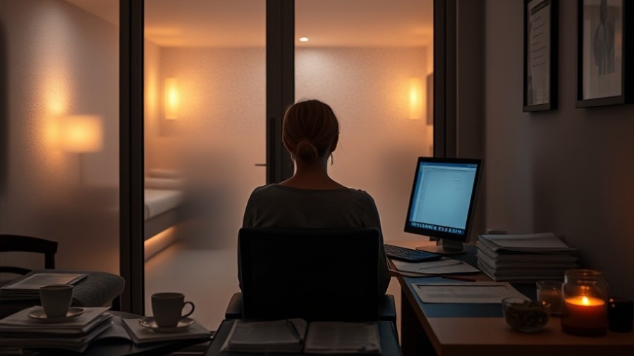 Spa manager in back office, reflecting leadership vulnerability amid calming spa culture.