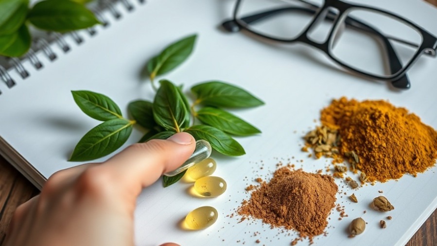Cognitive enhancement through natural nootropic supplements beside tea leaves.