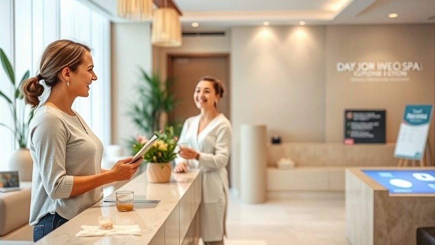 a serene and welcoming day spa reception area, symbolizing the importance of customer retention strategies.