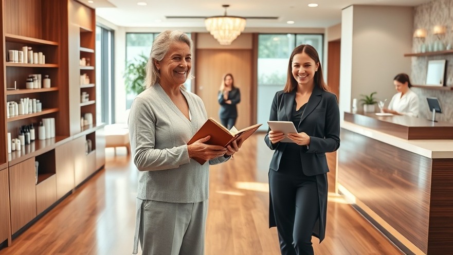 Spa management fundamentals showcased by a welcoming owner in a serene spa lobby.