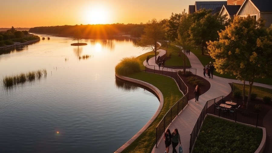 Golden hour at The Sound in Cypress Waters, symbolizing wellness retreat Dallas.