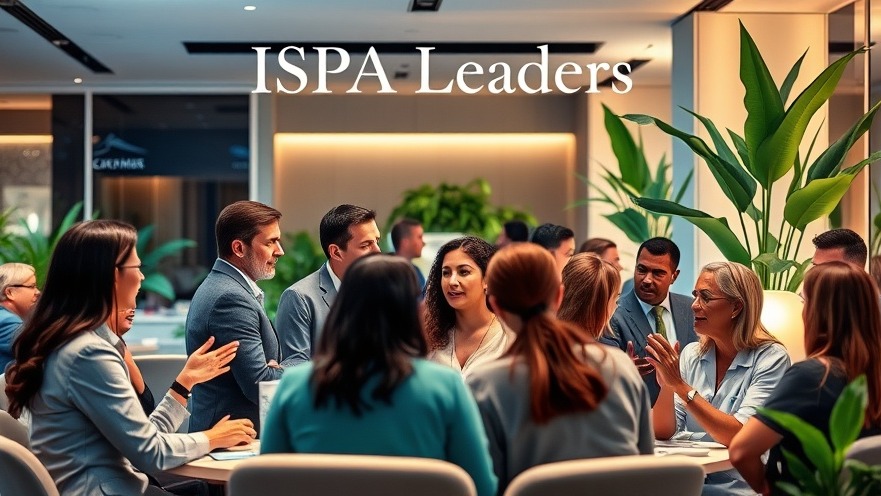 ISPA leadership discussion among diverse wellness professionals at a stylish spa conference.
