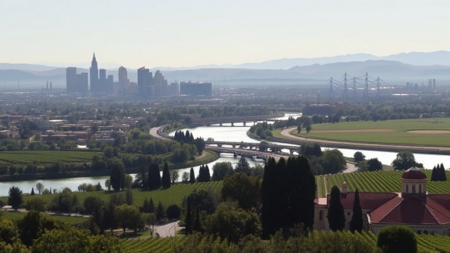 Sacramento skyline blending with wine country, highlighting wine culture in Sacramento.