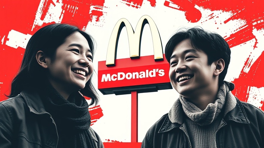 Halftone collage of individuals and McDonald's sign in marketing.