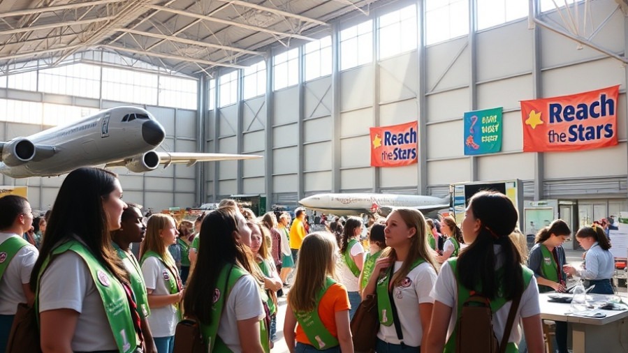Girl Scouts explore the Aerospace Museum, engaging with STEM education for girls.