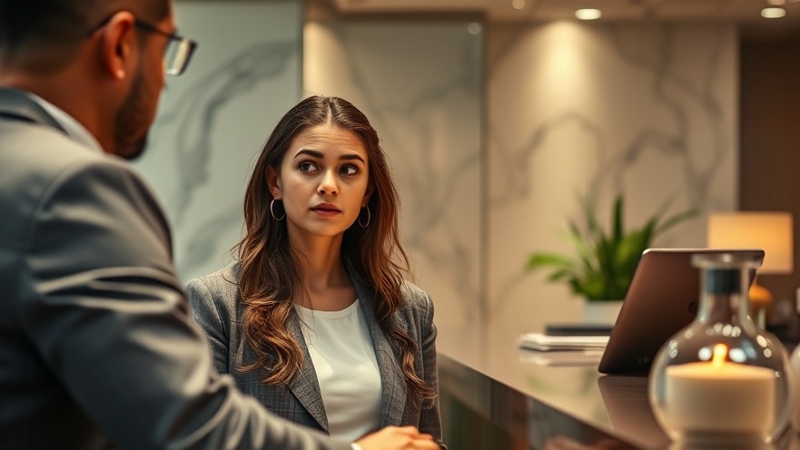 Woman overwhelmed by micromanagement at spa front desk, highlighting leadership tips for spa owners.