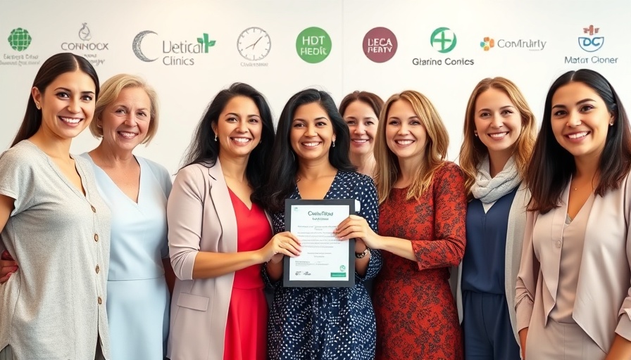 Women receiving Phorest Awards, smiling, clinic backdrop.